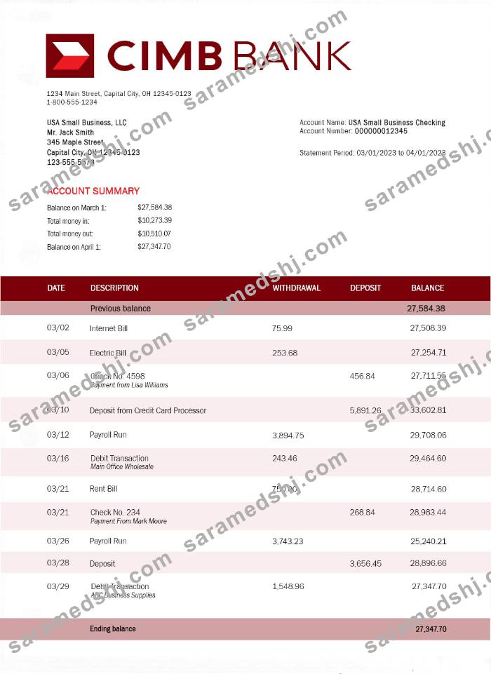 CIMB Bank bank statement